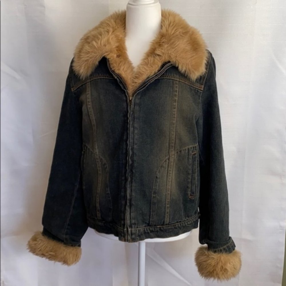 Giacca Denim Jacket with removable faux fur lining